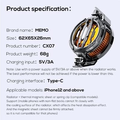 MEMO CX07 15W Magnetic Mobile Phone Cooler_img_2