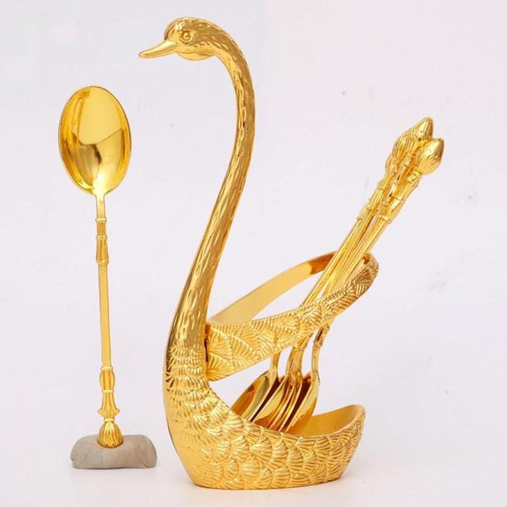 Swan spoon stand holder set