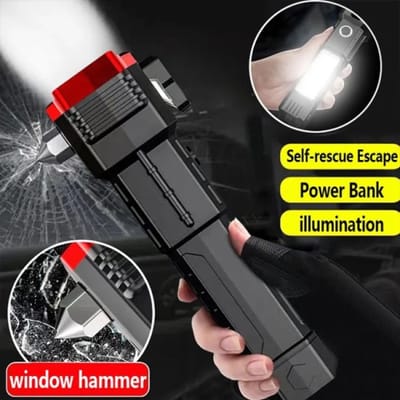 Super Bright LED Flash-light with Safety Hammer and Strong Magnets Side Light Torch Light_img_2