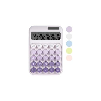 Desktop Calculator 12 Digit Large LCD Display Big Round Button Cute Gradient Colored Calculator_img_2