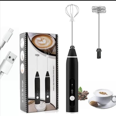 Rechargeable Handheld 3-Speed Adjustable For Latte Coffee mixer 2 in 1Milk Frother_img_0