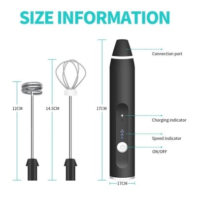 Rechargeable Handheld 3-Speed Adjustable For Latte Coffee mixer 2 in 1Milk Frother_img_1