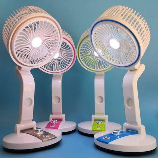 Rechargeable Folding Table Fan with Led Light