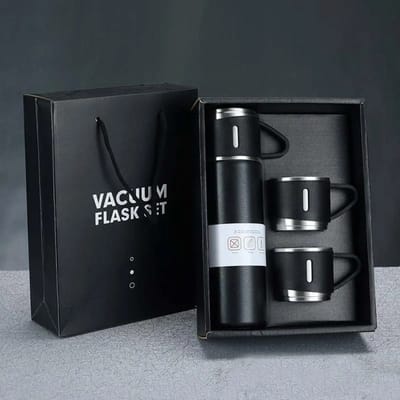 Vacuum Flax Hot water bottle with 3 Steel Cups Combo - 500ml_img_1