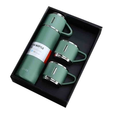 Vacuum Flax Hot water bottle with 3 Steel Cups Combo - 500ml_img_3