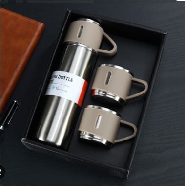 Vacuum Flax Hot water bottle with 3 Steel Cups Combo - 500ml_img_4